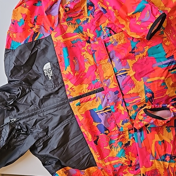 North Face Pink Black Abstract Fanorak Windbreaker L - Picture 3 of 11